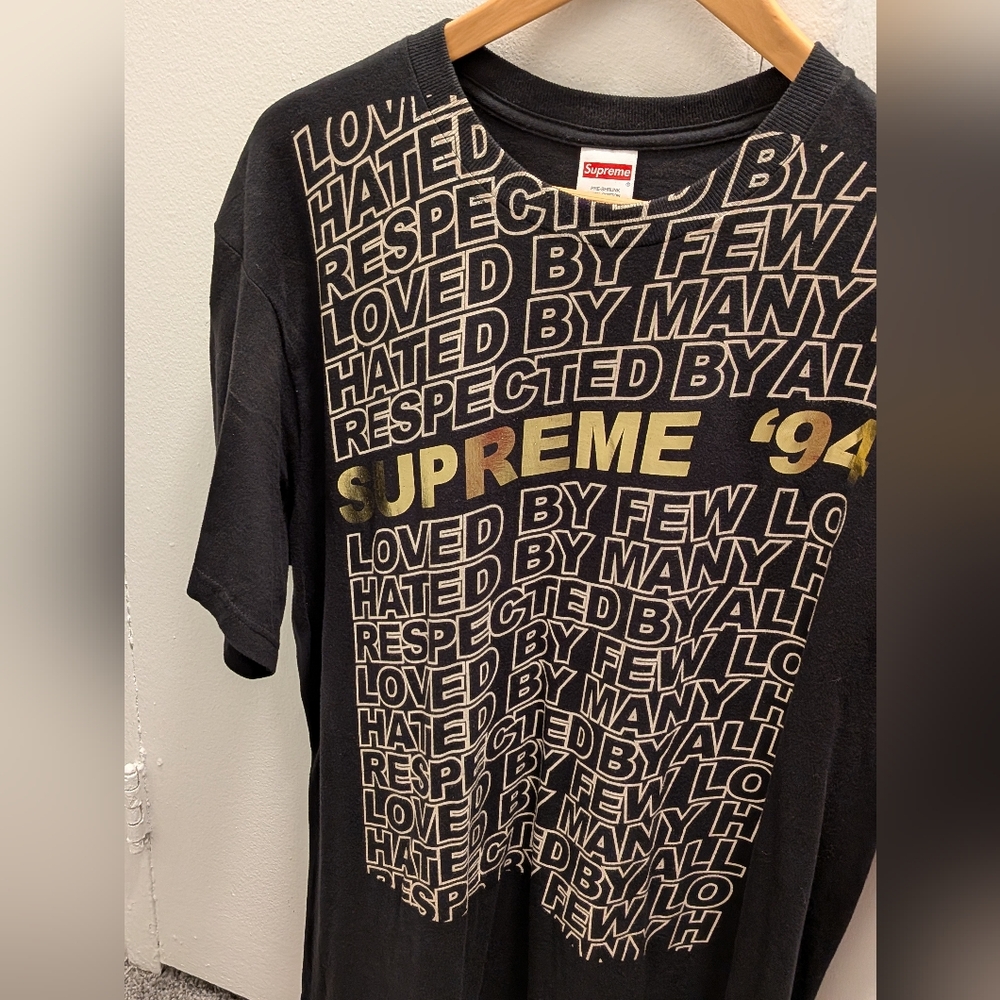 Supreme Black Tee with Gold '94 Graphic